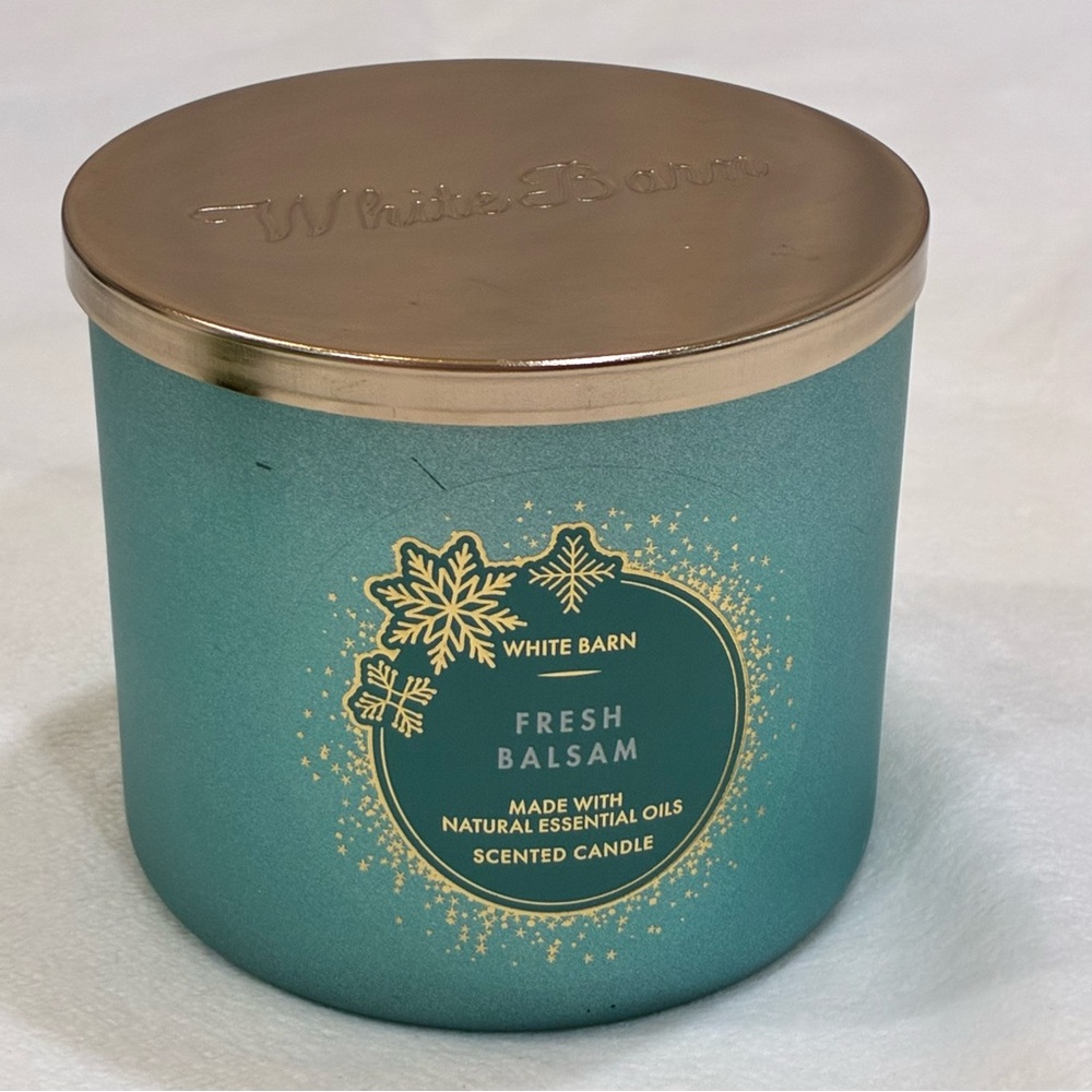 Bath & Body Works White Barn Fresh Balsam Scented 3-wick Candle Large 14.5 oz